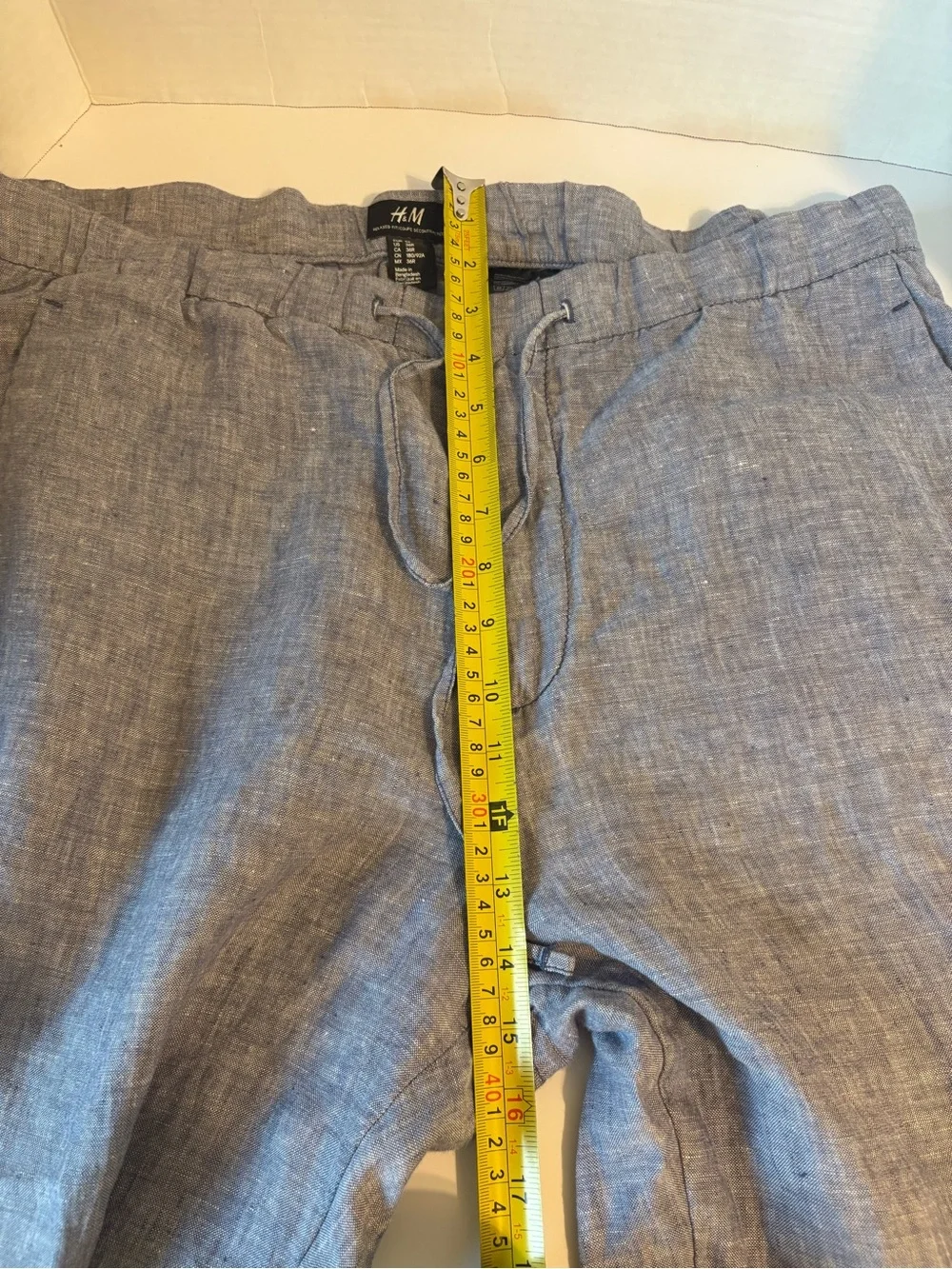 H&M Men's Lightweight Linen Drawstring Pants - Blue Sz US- 36R